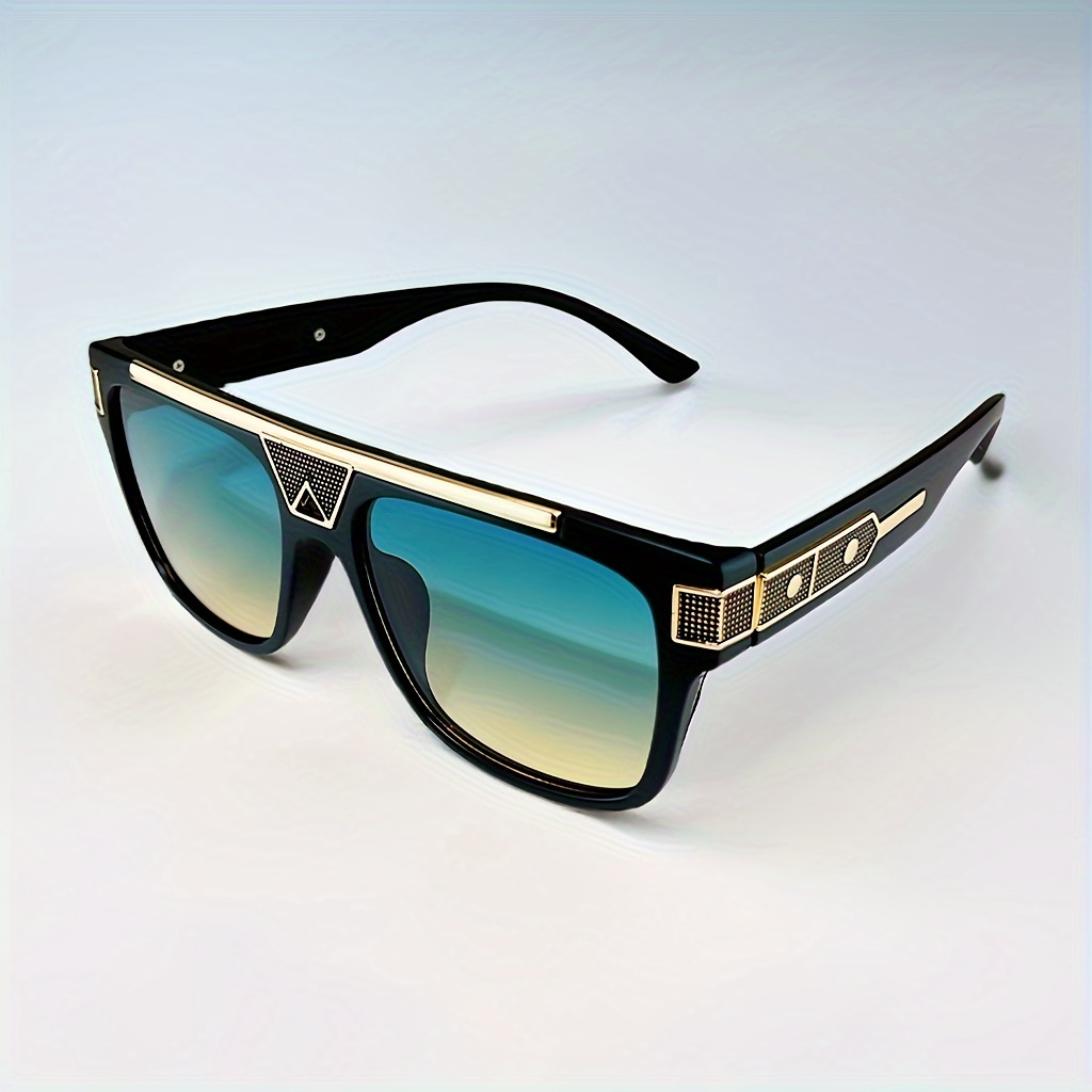 Men's New Trendy Square Hollow Temple Sunglasses Modern - Temu