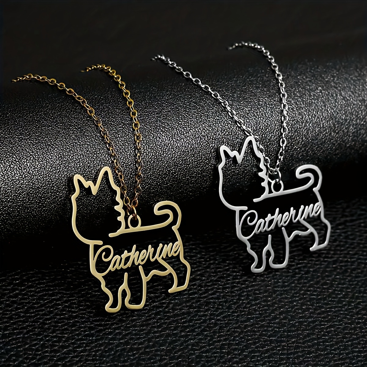 Custom Personalized Minimalist Pet Dog Name Necklace, 18K Gold Plated