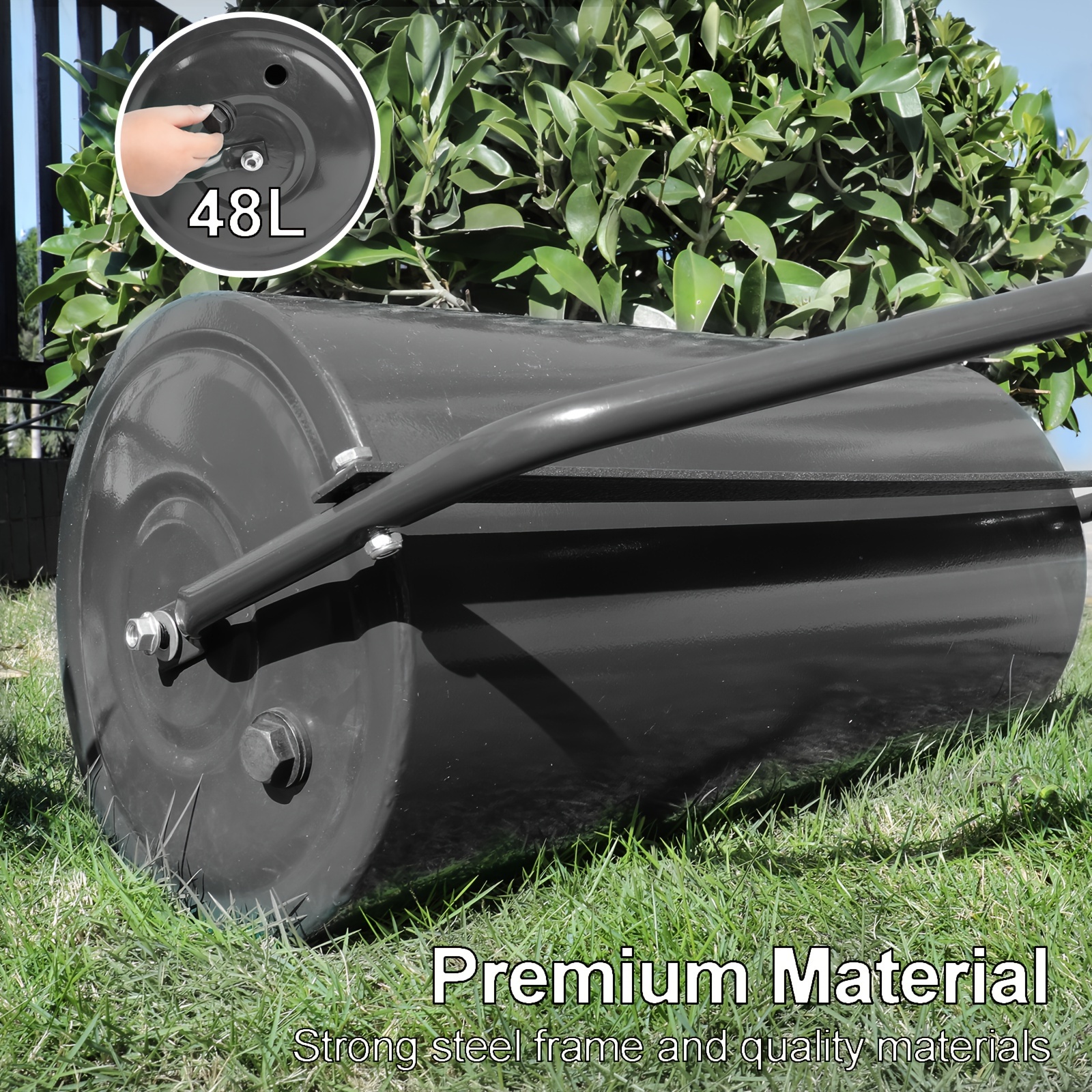 

Lawn Roller, Push/pull Steel Sod Roller Water/sand Filled 13 Gallons/48 L Tow Behind Lawn Rollers For Park, Garden, Yard, Ball Field, Black