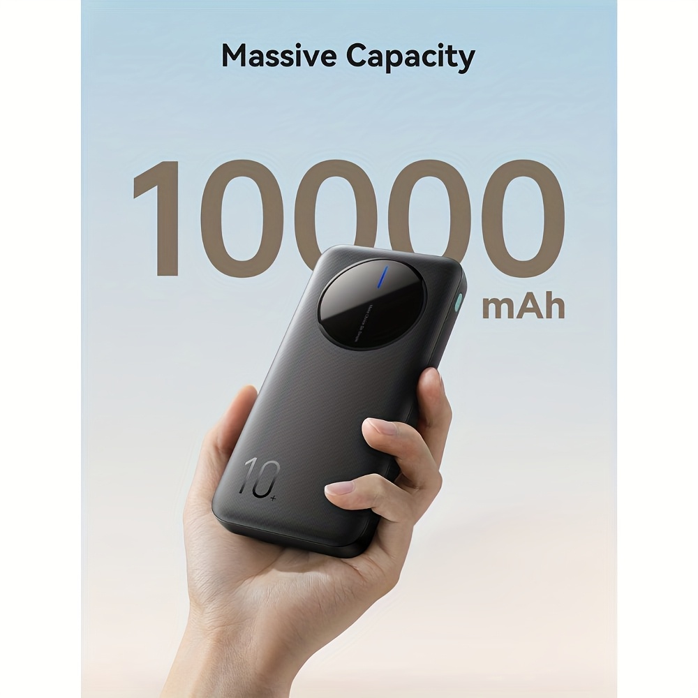 TEMU 10000mah Charging Power Bank, Slim Portable Battery Pack With Led Indicators, Usb-a & Type-c Output, Multi-device Charging, Charger