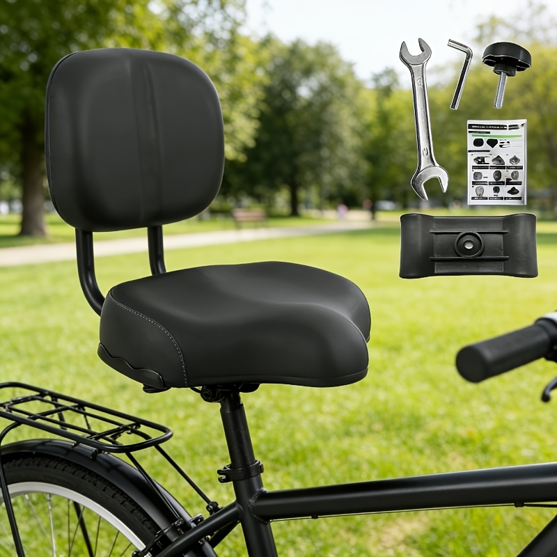 TEMU Bicycle Bike Seat With Soft Back Tricycle Seat For Mountain Bike, Road Bicycle, , Commuter Bike Electric Bike And Stationary Exercise Bike