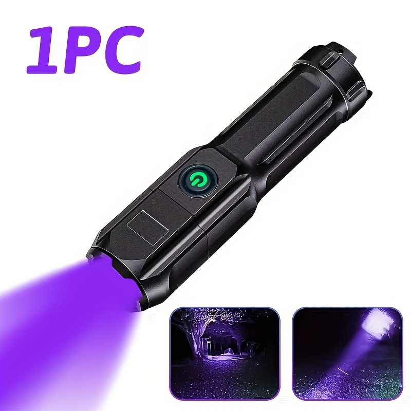 Image of 1pc Led Rechargeable Usb Black Light Lamp, Uv Flashlight For Hotels, Pet Urine Stains, Clothing, Portable Handheld Detection Lamp, Multifunctional Uv Torch With Flashing Light