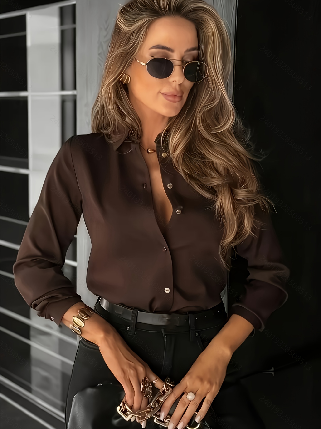 elegant and casual solid color womens shirt   everyday commuting and versatile styling