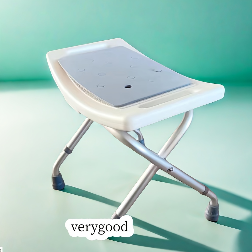 1pc Foldable Shower Chair with Height Adjustment Non-Slip Feet  Heavy-Duty Portable Mobile Bathroom Chair with Sturdy Legs, Safety  Railings-like, S
