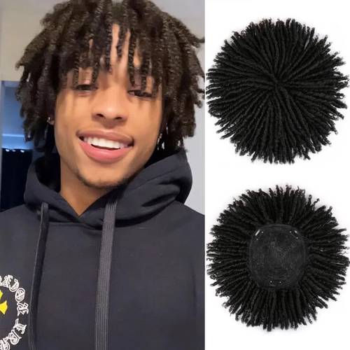 mens 6inch dreadlock hair topper wig afro curly natural look easy to clip in locs for thinning hair temporary permanent styling suitable for all light beige tones hair wig
