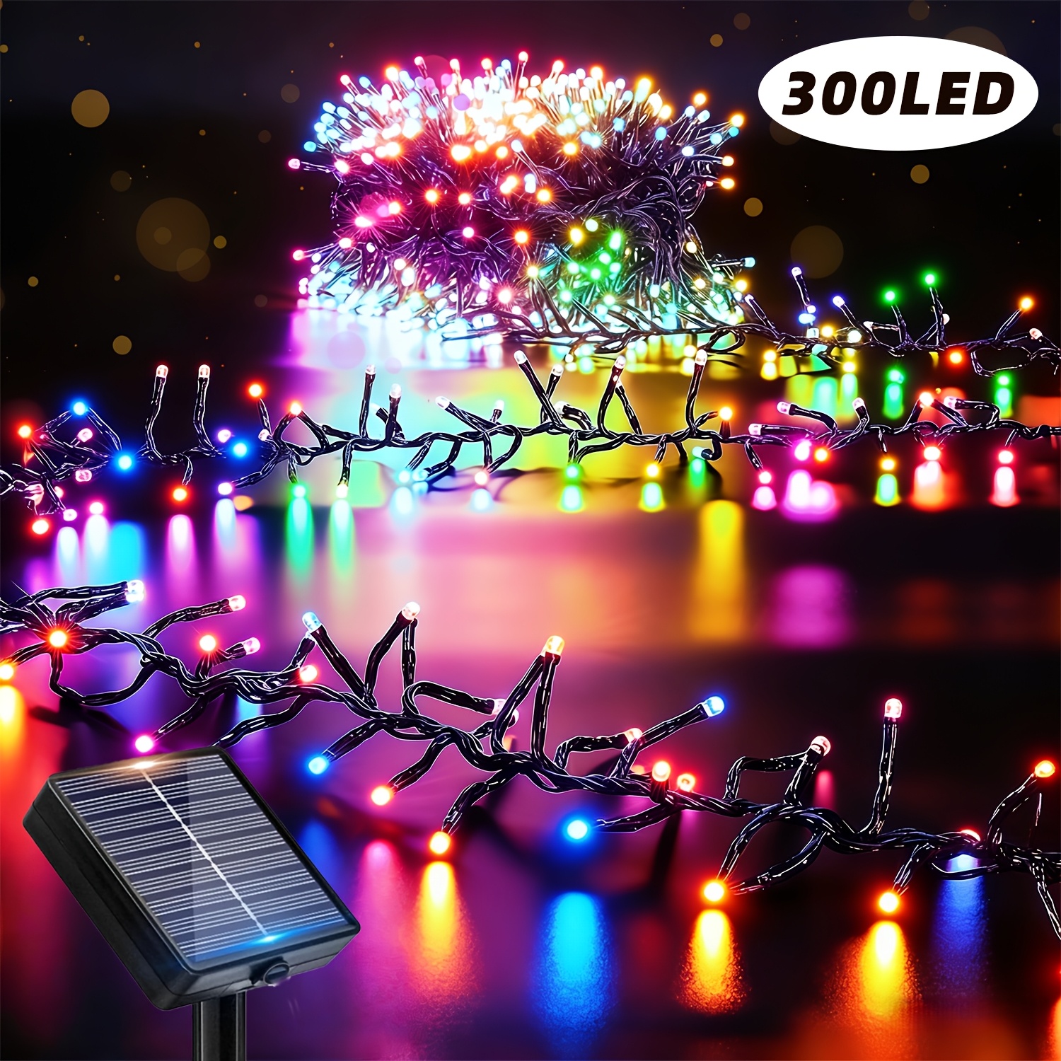 TEMU Solar Outdoor Led Strip Lights, 100/200/300led Dark Ambient Lights, 12 Lighting , Auto Light Sensor, For Patio, Garden, Balcony, Camping,