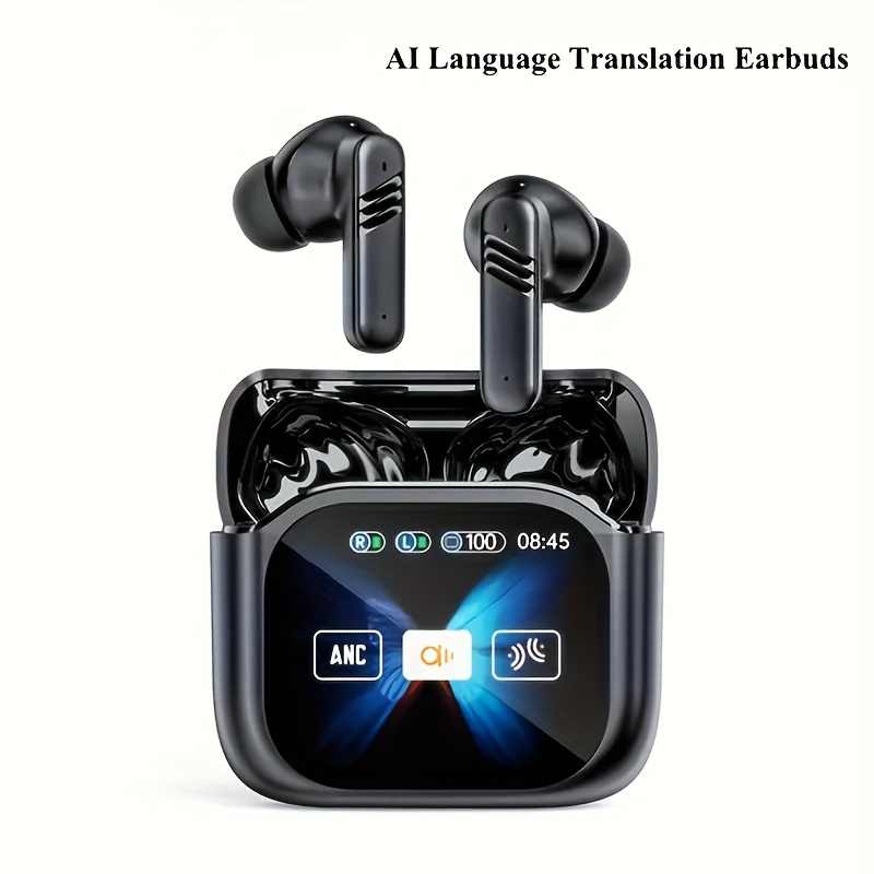 TEMU Wireless Headphones For Real-time Translation Featuring Enc Technology, Wireless 5.4, A Touch Display, Stereo Audio, In-ear Design, Noise