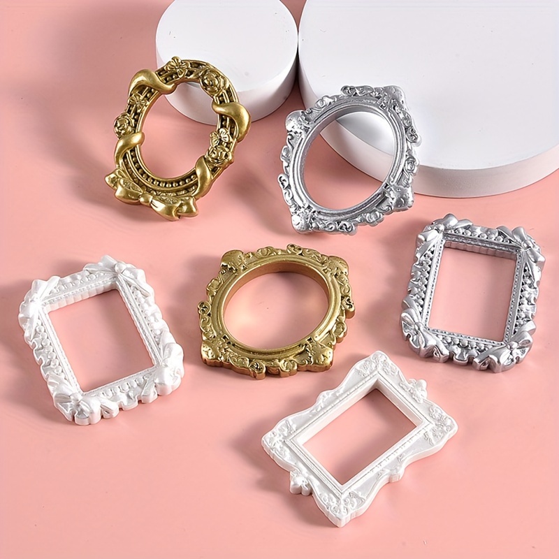 5pcs Mixed Resin Photo Frames Dollhouse Accessories