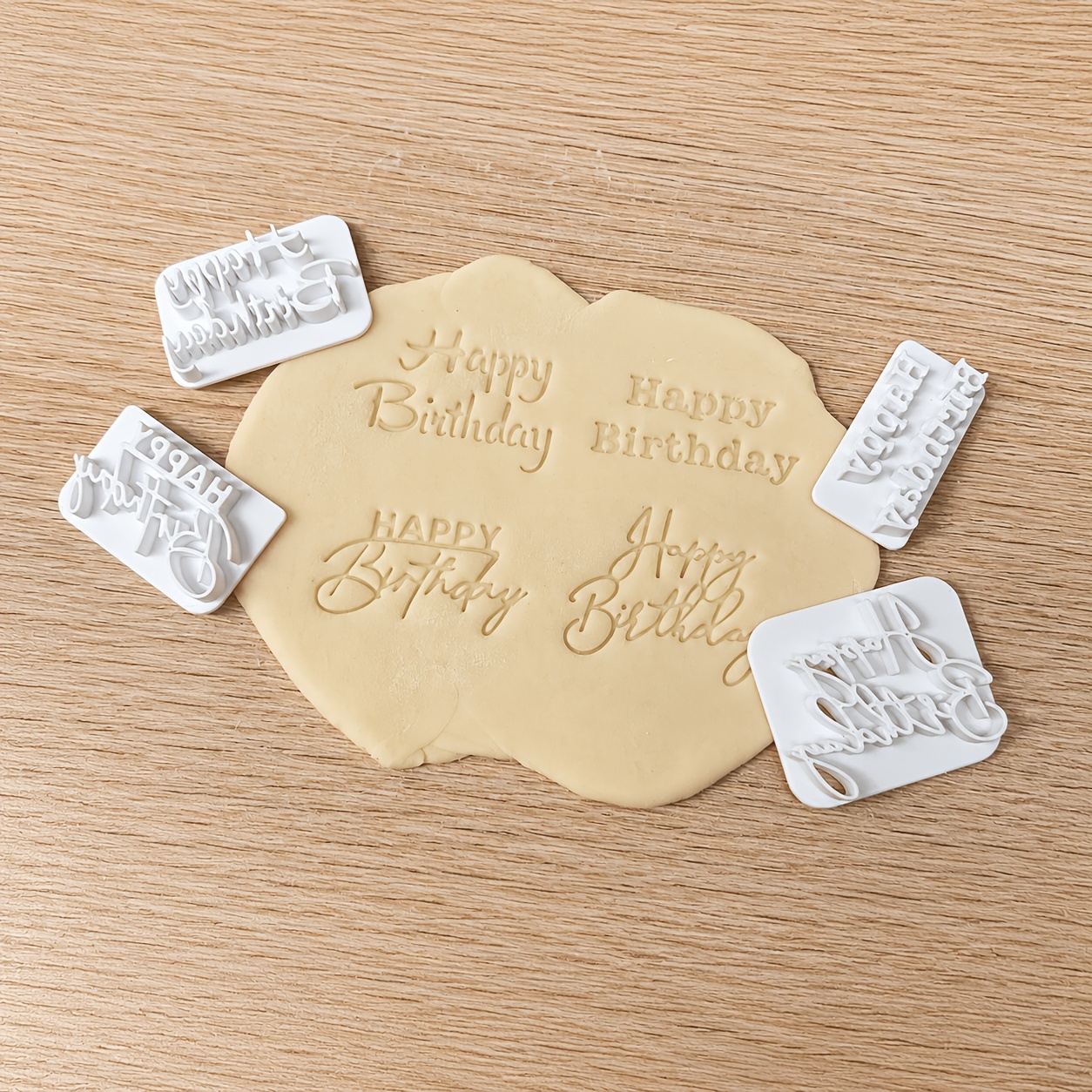 Happy Birthday Pattern Round Polymer Clay Cutter and Stamp Set