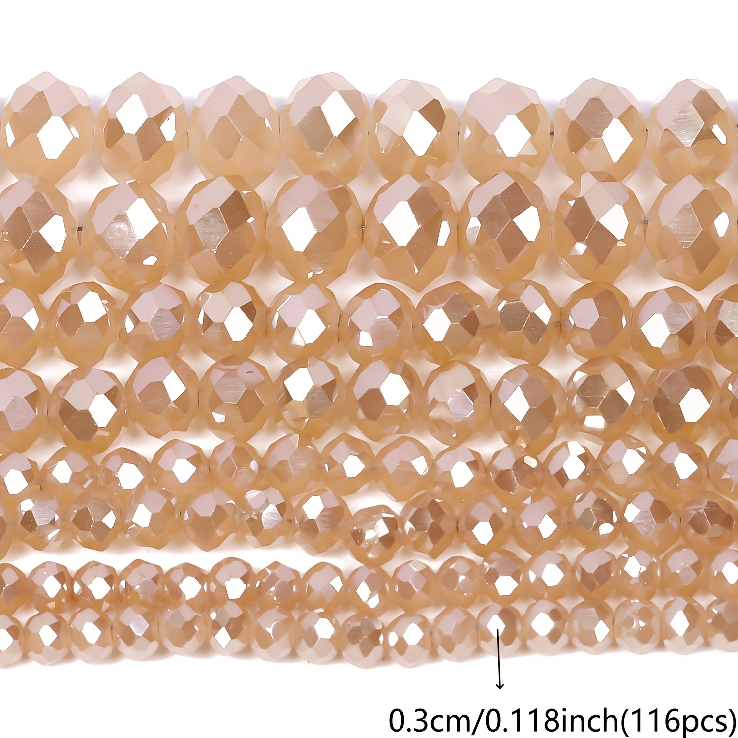 TEMU Cuentas de cristal AAA de 3-8 mm, colores champán AB, cuentas espaciadoras sueltas para hacer joyas, adornos para pulseras