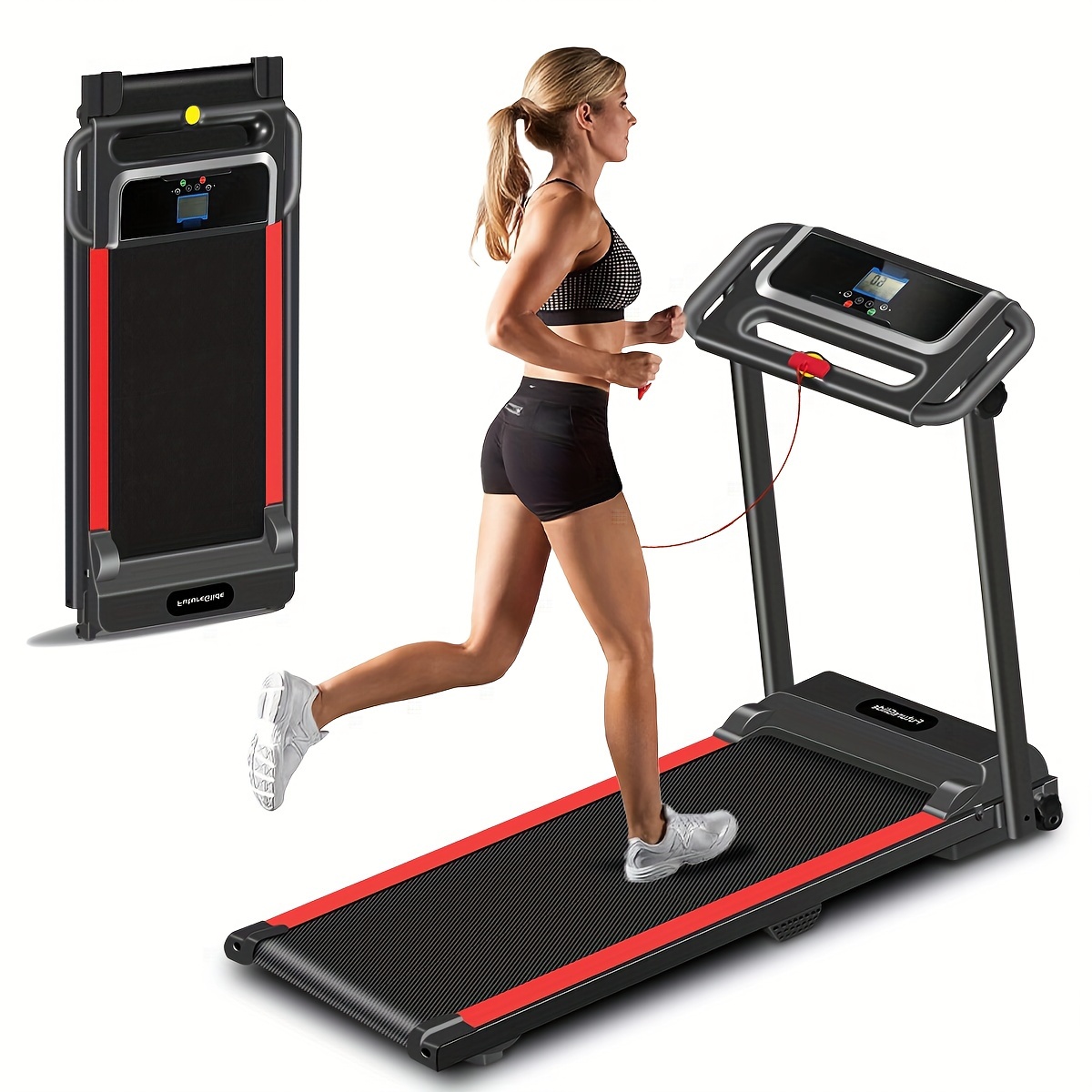 TEMU Treadmill, 3.0 Portable Treadmills For Small Treadmill 300 Lbs 12 Programs Led Display Walking Running Treadmills For