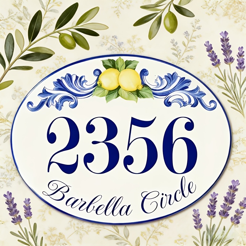 TEMU [2d Flat] 1pc Custom Acrylic Door Sign, Lemon Pattern | Uv Printing, Wall-mounted, No Electricity Needed, Outdoor Address Plate, Customizable