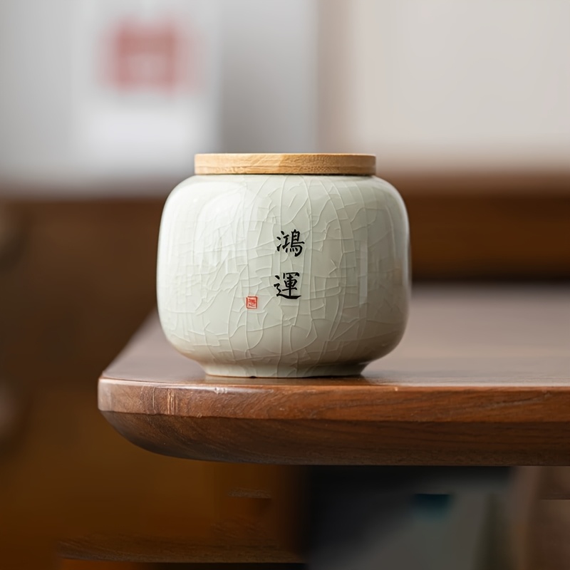 Image of A Small Decorative Ceramic Jar With Mini Chinese Characters, Perfect For Spring Festival Decorations, Holiday Party Decor, Ornaments, And Small Gifts