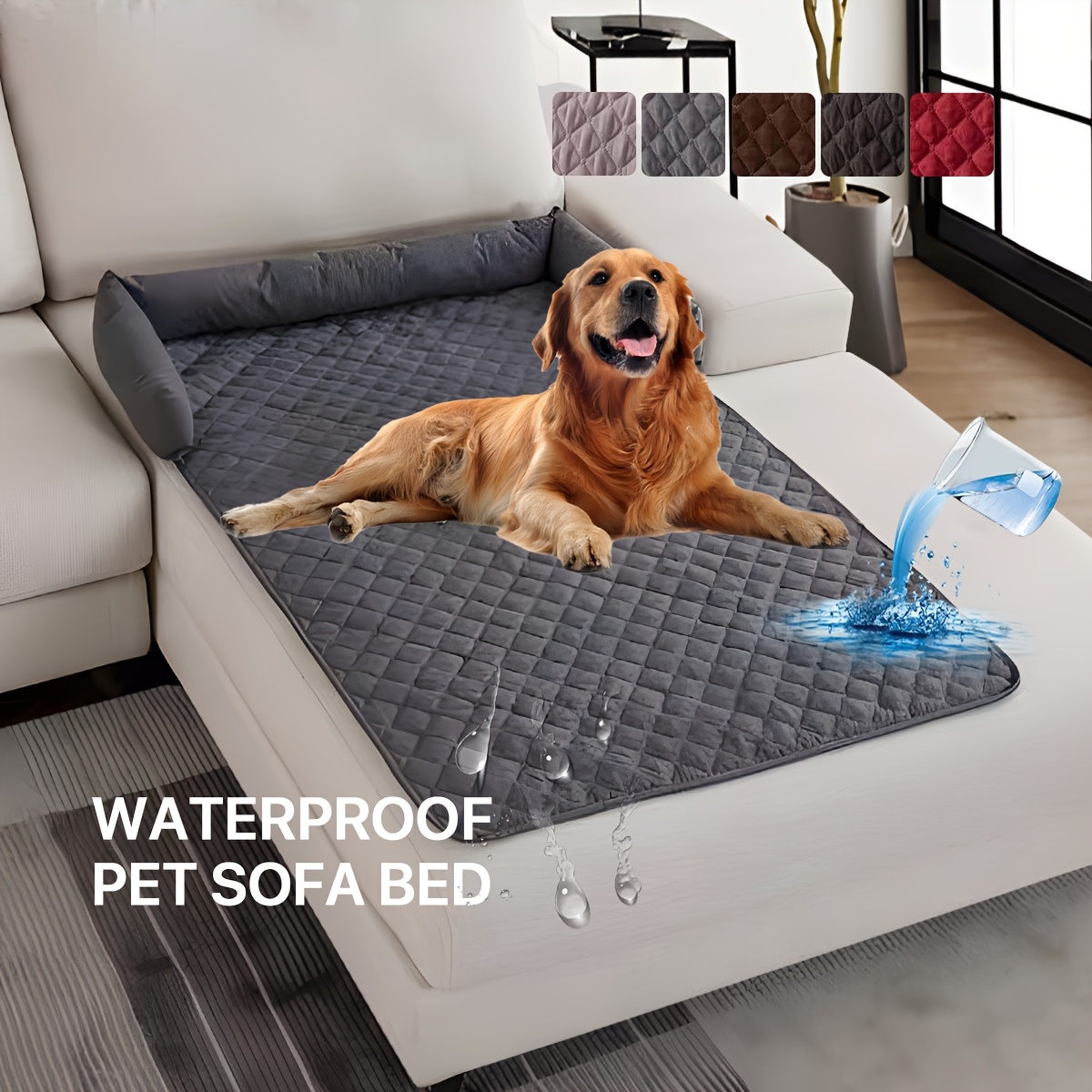 

Waterproof And Slip-resistant Pet Sofa Bed, Washable Couch Protector With Removable Bolster Cushions For Dogs And Cats, Waterproof Couch Covers For Sofa, Pet Sofa Bed, Furniture Cover, Pets