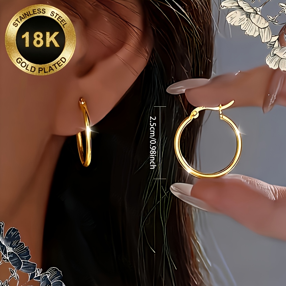 2pcs Elegant 18K Gold-Plated Earrings Set, Versatile Design