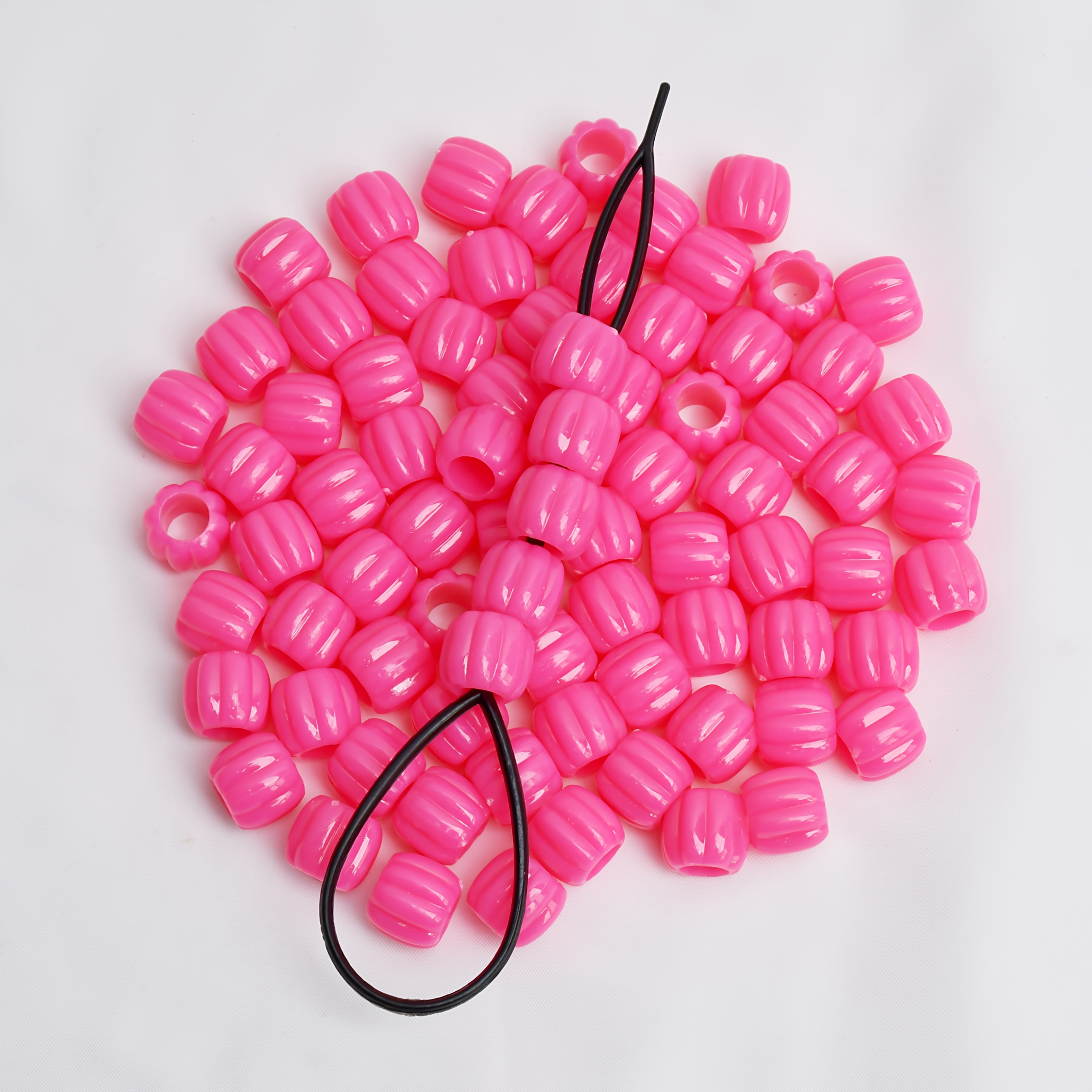 TEMU 80pcs/Sac Perles de Cheveux Colorées Perles de Queue de Cheval pour de Cheveux 11 X 12Mm Perles en Plastique avec Grand Trou de 7Mm pour Ajouts