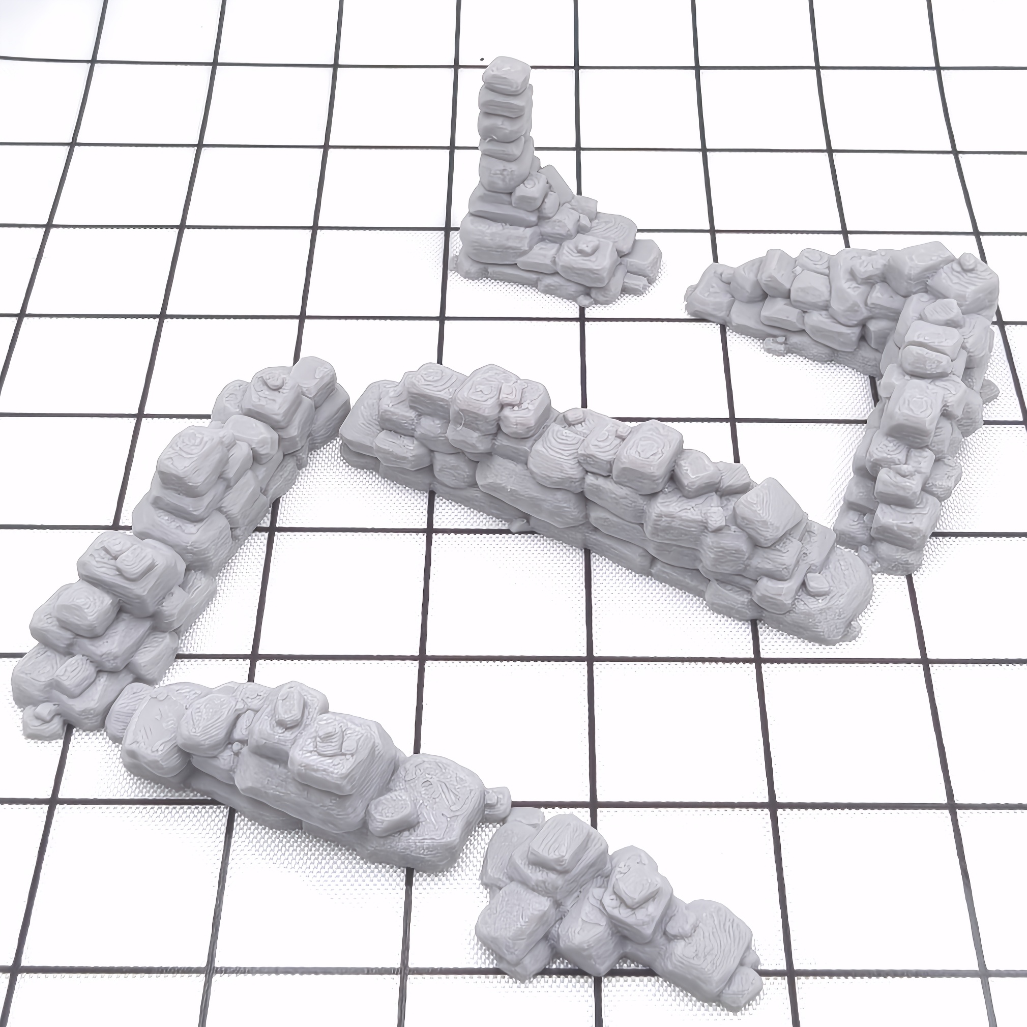 Image of 7pcs Stone Wall Ruins For Gaming, Miniature Terrain Building Tabletop Game Accessories, Role Playing Game Accessories Christmas, Halloween Gift