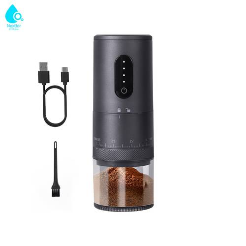 imagem do item nexbor stream 2026 aprimorado moedor de café elétrico portátil com mós de cerâmica - 38 níveis de moagem ajustáveis - moagem 1,8 rápida - recarregável 2000mah para , francesa, viagem, , casa