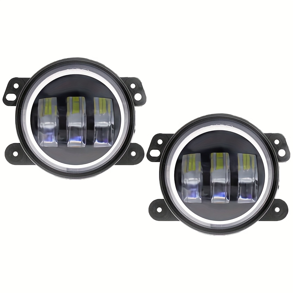 TEMU 2pcs 4-inch Led Lights With White Halo Ring, Drl & Amber Light - , No Battery Needed, For Jk Tj Lj, For , For