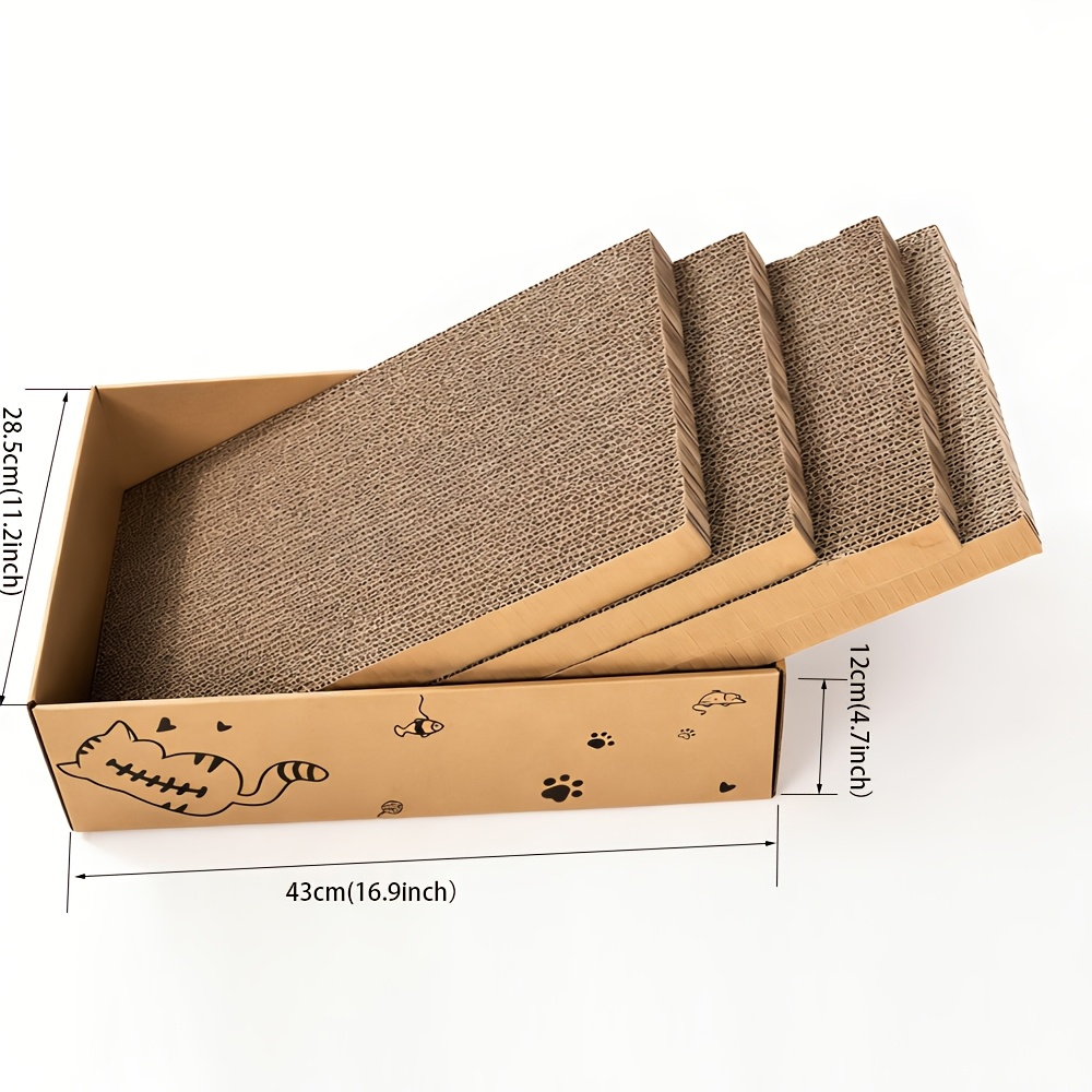 TEMU 4pcs Cat Scratcher With Pet Suitable For Kittens & Cats - Reversible Corrugated Cardboard Scratching Pads, Bed With Scratch Box, Multi- For