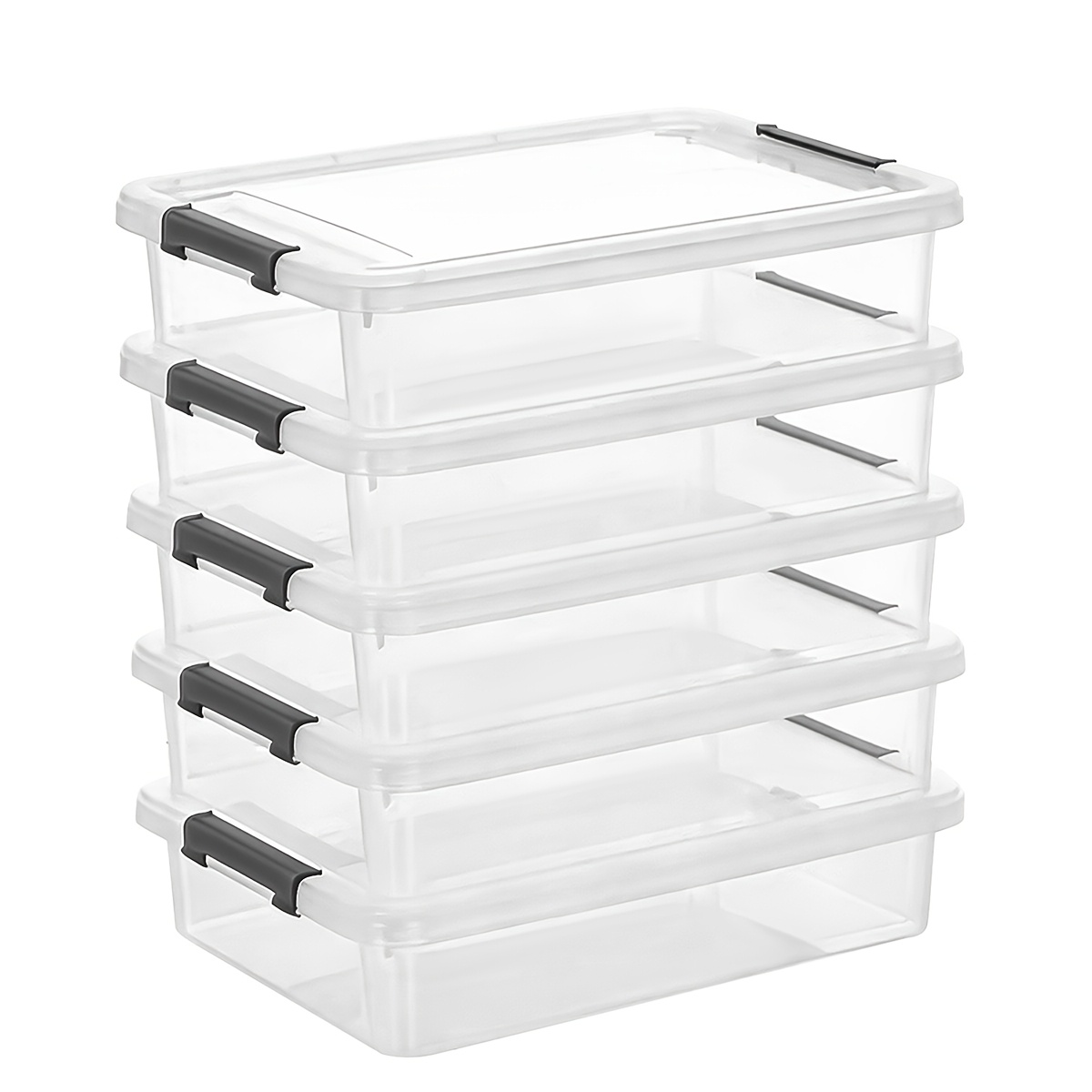 5pcs Clear Plastic Storage Boxes, Sturdy Storage Bins with Lids, Perfect for Organizing Sewing Projects, Beads, Art Craft Supplies, Board Games, Copying Paper, Card Stock, Portable Pencil Case, Stackable Organization And Storage Containers