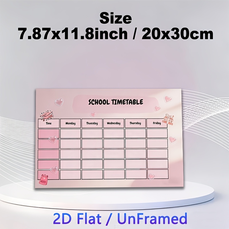 TEMU 2d Flat, 2d Flat Posters And Prints, 1pc Home Decor Canvas Poster Frameless, School Painting Poster, Cute Heart Graduation Themed Poster, Tidy