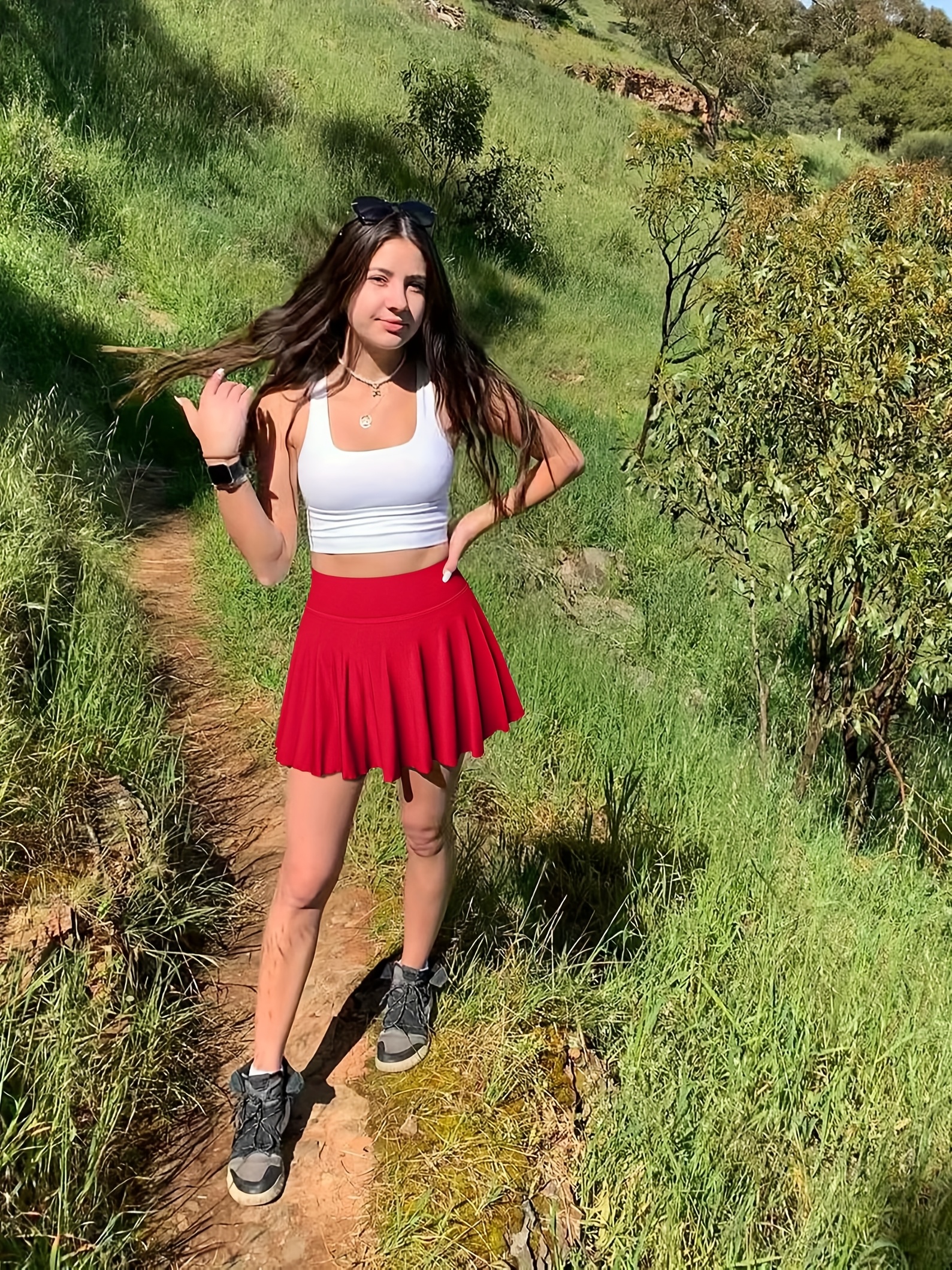 Women's Plus Size High Waisted Tennis Golf Skirt A-Line Pleated Skorts  with Elastic Waist, Solid Color Athletic Skorts for Golf, Casual Wear, Ma