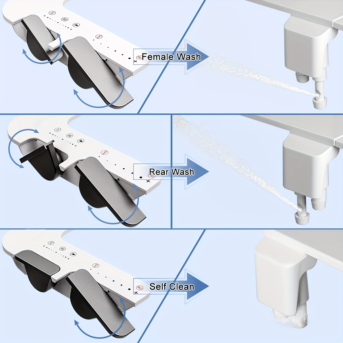 1pc three function smart toilet seat bidet butt cleaning tool without electricity cleaning household single cold flusher aw011 1 2 details 3