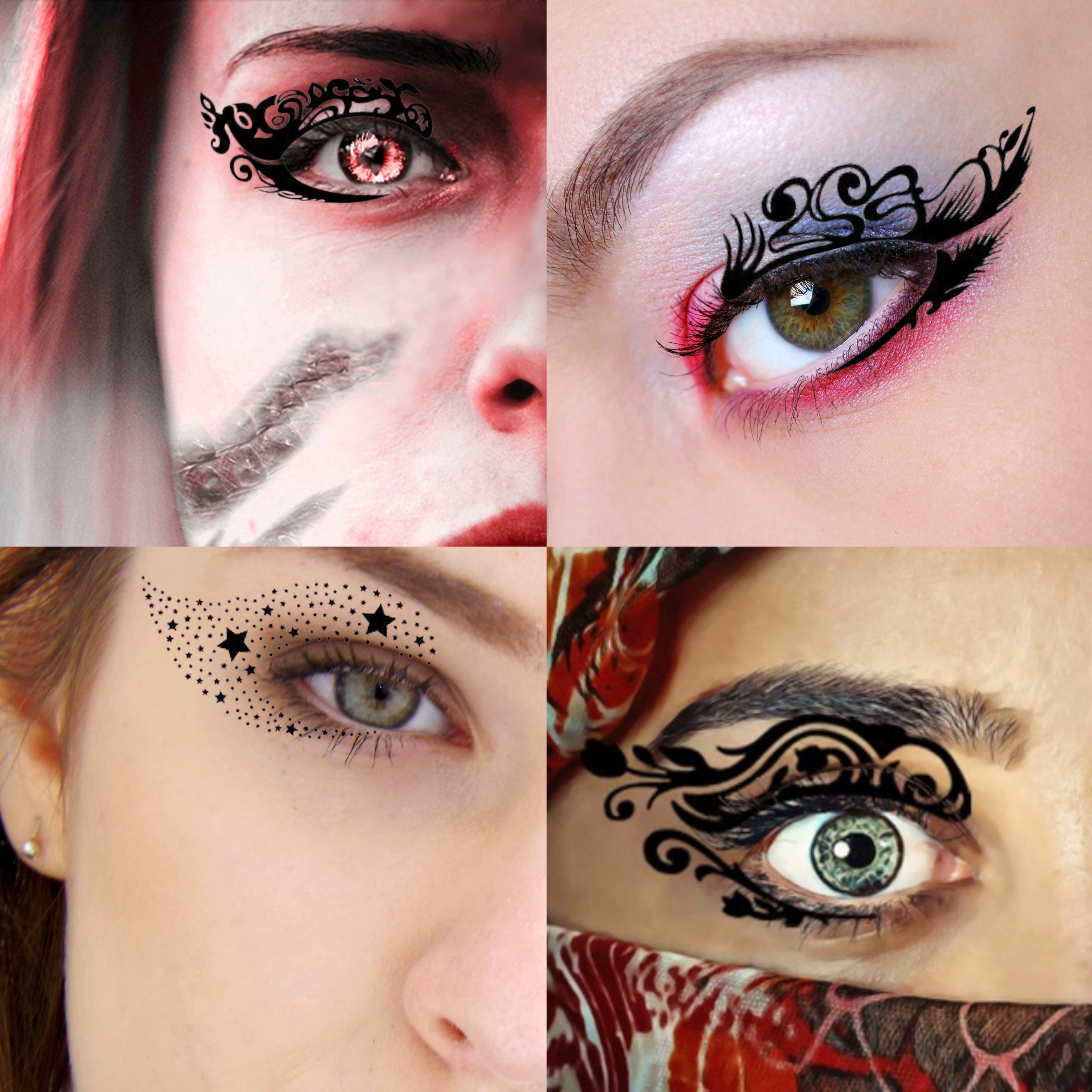 

10pcs Eye Lace All- Tattoo Stickers For Parties And Temporary Waterproof Face Tattoo Stickers Halloween Eye Tattoo Stickers