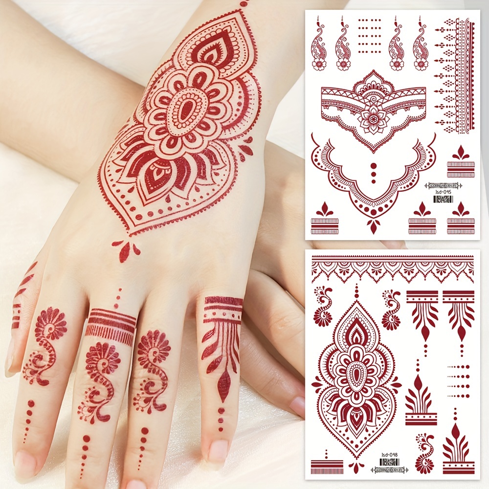 6枚入り 赤ヘナ 一時的なタトゥー 無毒 ウォーター