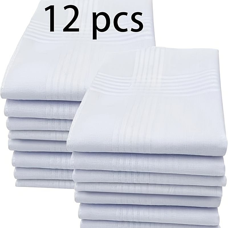 

Men's Handkerchief European And American Wedding And Funeral Universal White Handkerchief Diy Painting Sweat Towel Sweat Towel 12 Pack