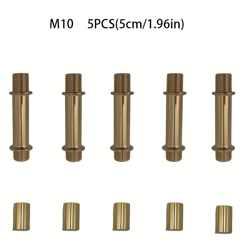TEMU Chandelier Shade, 5pcs, Copper-finish Straight Tube Rod Kit, M10 Carbon Steel, 5cm/8cm/10cm Long Double-ended Thread, Suitable For Chandeliers,