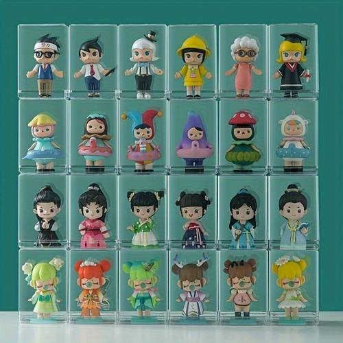 9pcs transparent display box blind box storage box stackable display cabinet dustproof box