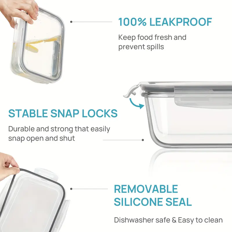 2 packs of 1860ml 63oz large glass storage containers with lids pre meal food preparation container set lid used for baking microwave oven leak proof suitable for refrigerators dishwashers Product details 1
