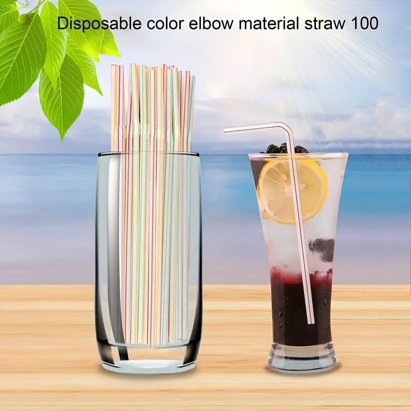 100-pack Disposable Drinking Straws - Flexible, Bendable For Smoothies ...