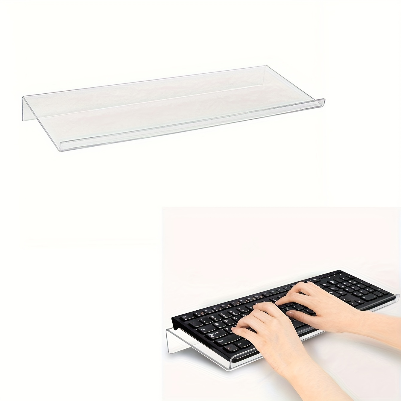

Durable Transparent Keyboard Stand, Adjustable Tilt Tabletop Keyboard Tray, High-toughness Pet Material, Desk Keyboard Elevator For Home, Office, And School