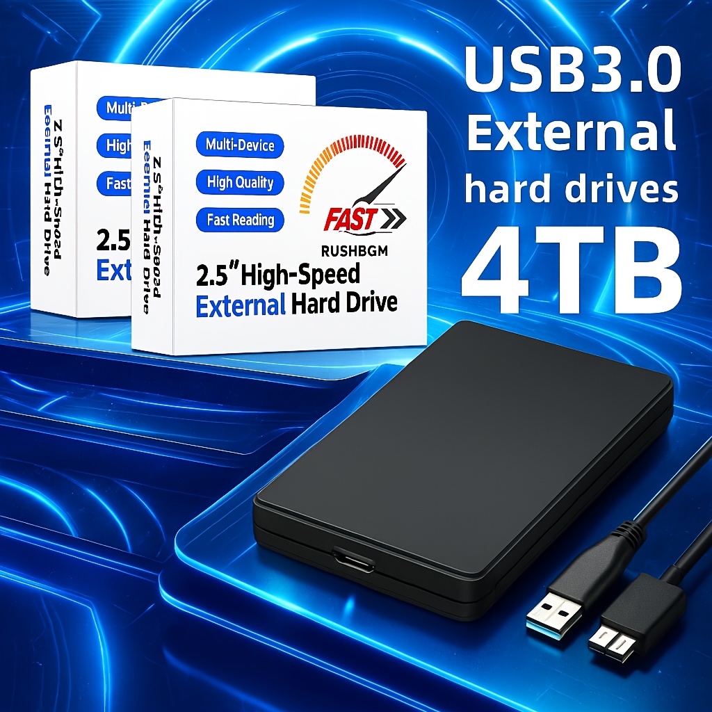 2tb 4tb high speed portable external hard drive usb 3 0 tool free installation pc laptop office large capacity hdd   file system extended backup for files video music black portable storage drive office data storage stylish design