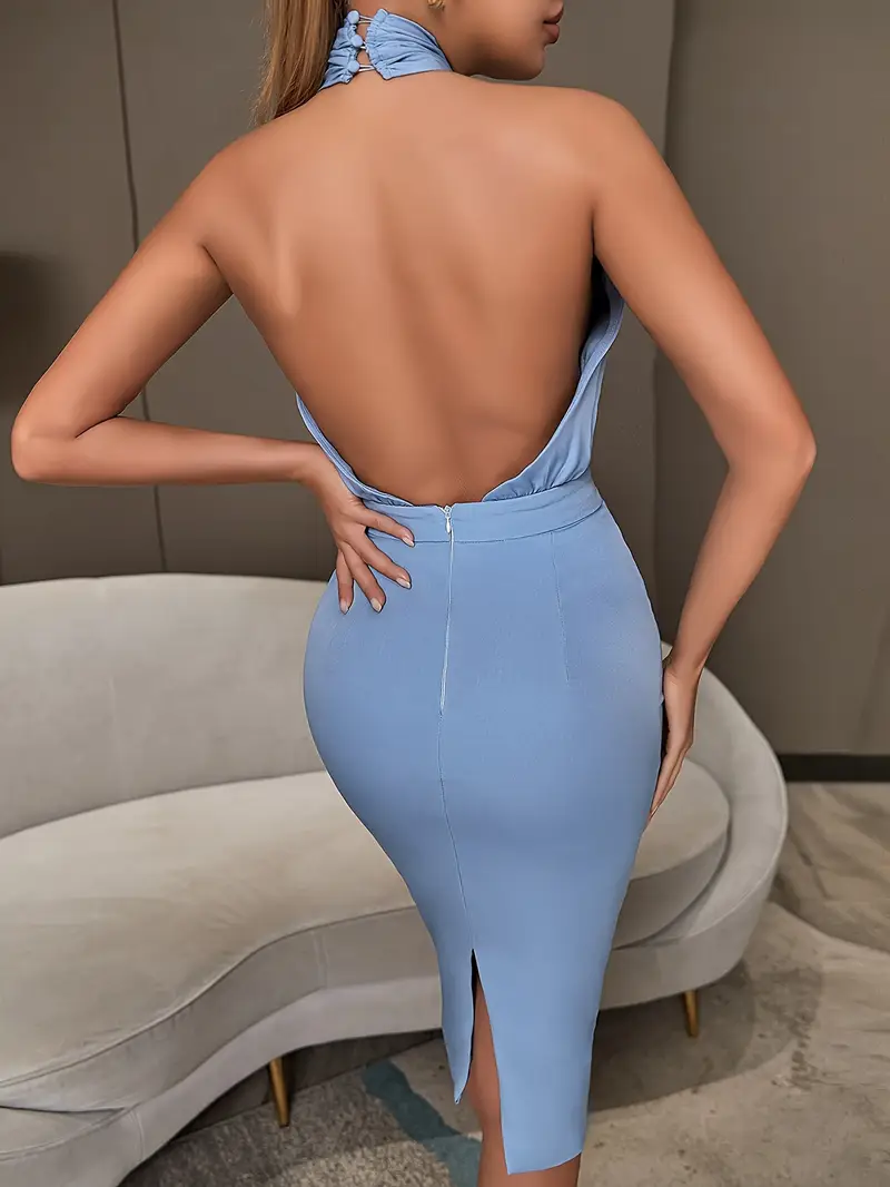 womens elegant cross halter neck backless bodycon dress - Temu Morocco womens elegant cross halter neck backless bodycon dress - Temu Morocco