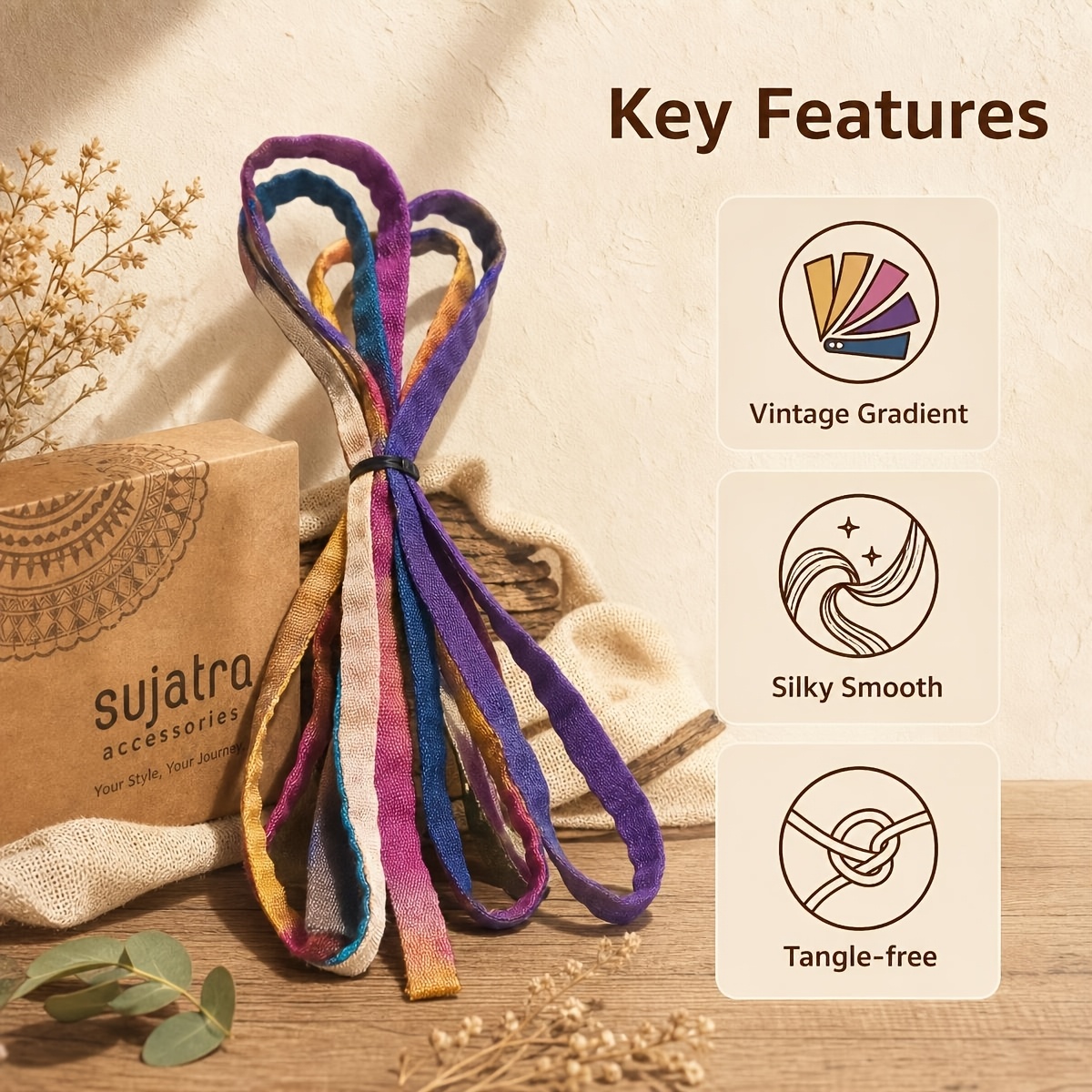 TEMU -dyed Gradient Woven Ribbon, Vintage Colorful Satin String For Scrapbooking Gift Decoration Hair Braiding