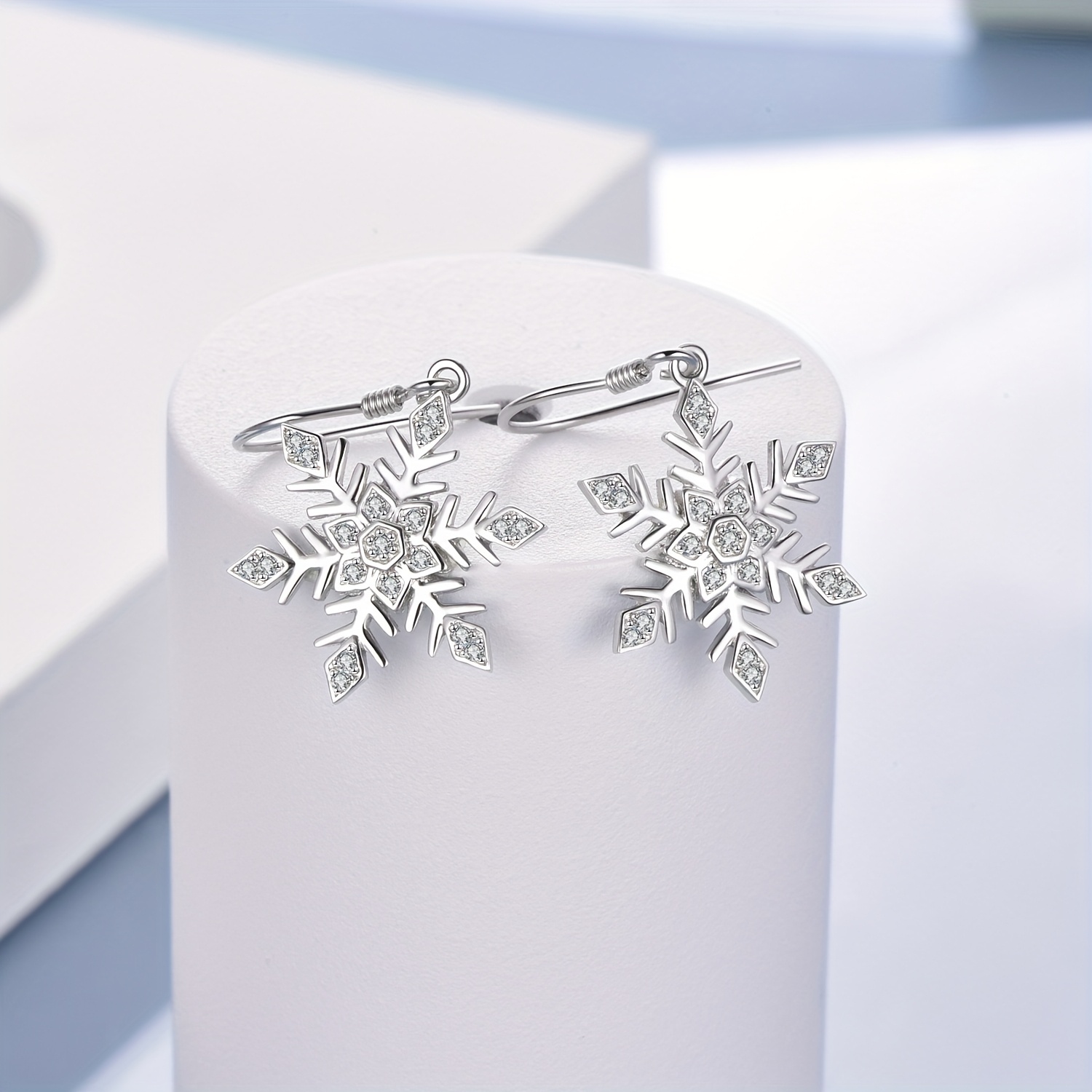 Women's 925 Sterling Silver Snowflake Dangle Drop Earrings