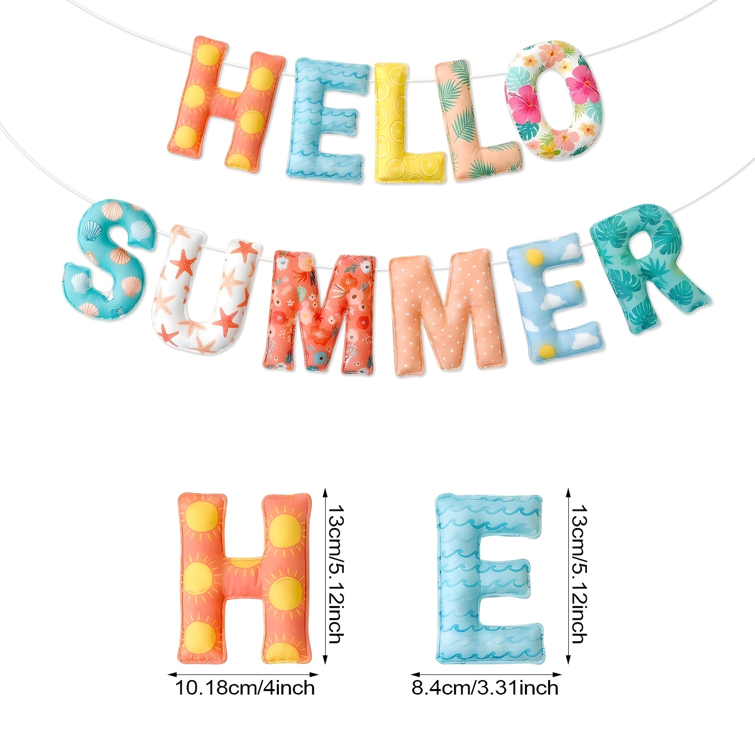 Image of 2d Flat, 2d Flat - 2d Felt Summer Flag, "hello Summer" Banner, Tropical Beach, Sun And Floral Themed Party Supplies, Summer, Pool Party, Barbecue Decoration, Terrace, Backyard, Indoor/outdoor Decor