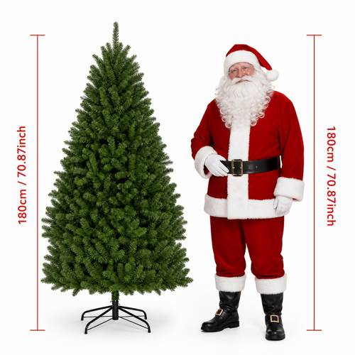 180cm christmas tree all pine without lights 650 branch tips dense branches for realistic holiday decoration with an easy to assemble base suitable for indoor and outdoor party decor green version