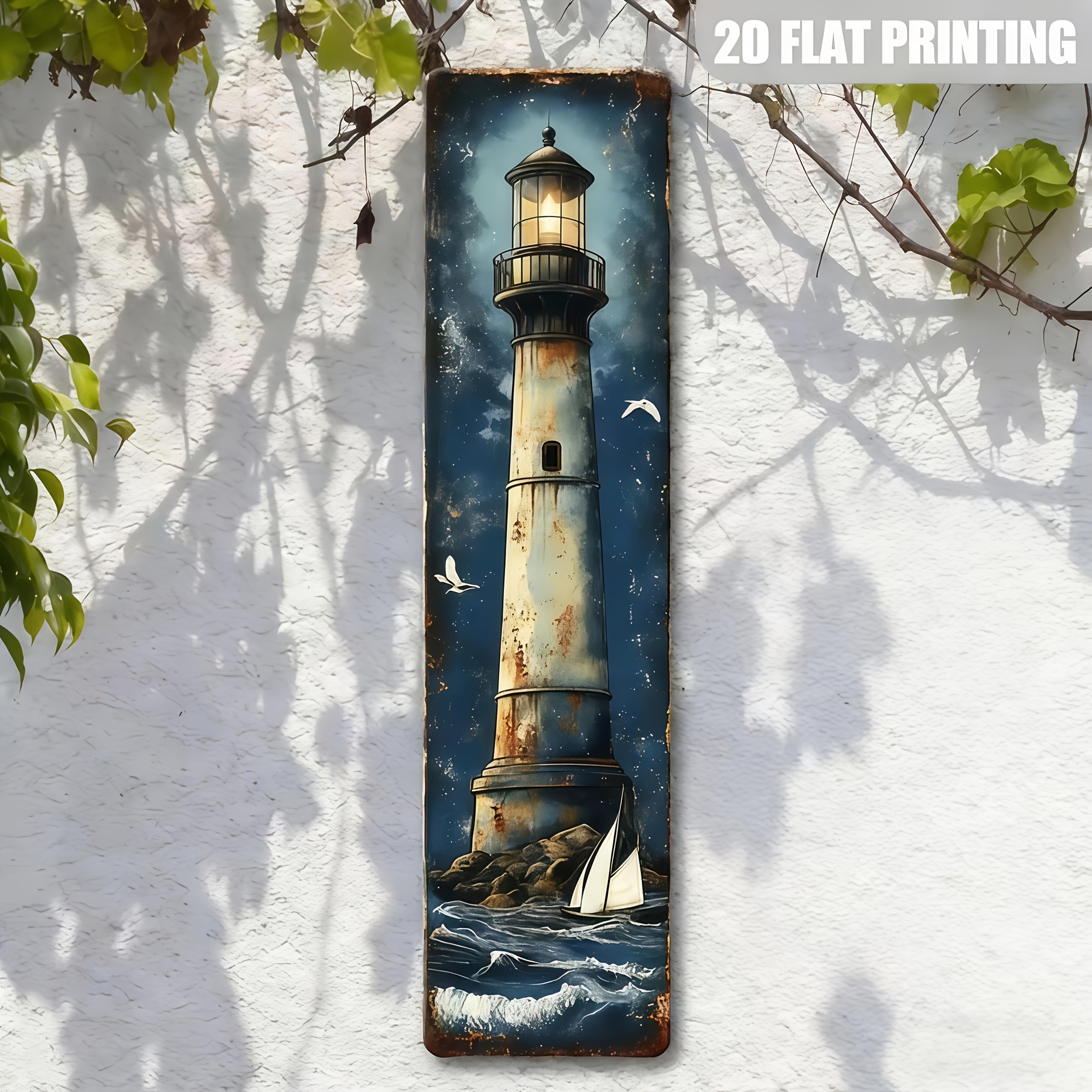TEMU 1 Vintage Nautical Lighthouse Sign, Size 16.0inch X 4.0inch, Vintage Wall Decoration, Multifunctional Wooden Artwork, Suitable For Home, Cafe,