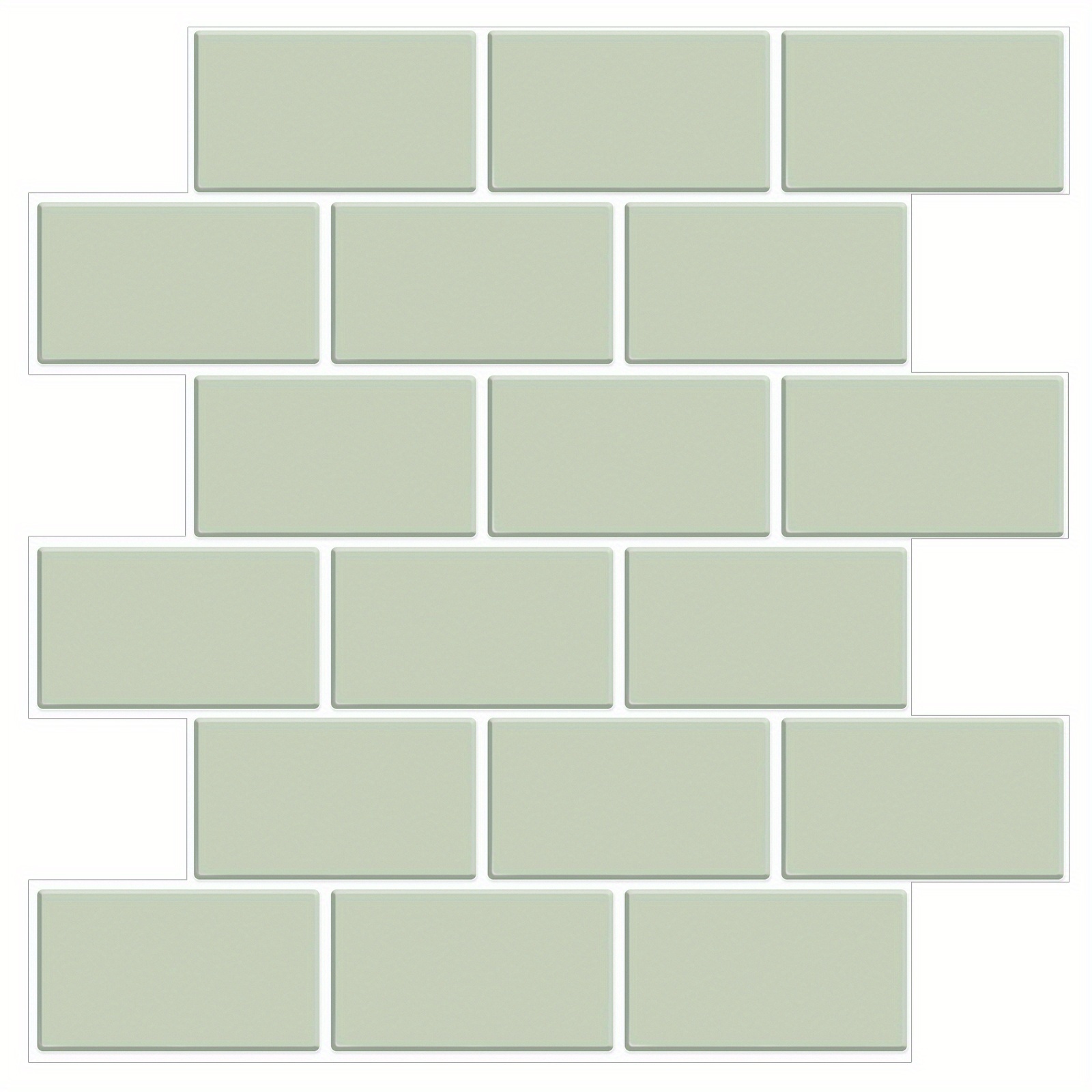 Image of Pack Of 5 Light Green Subway Design Self-adhesive Wall Stickers, Waterproof And , Perfect For Kitchen Backsplash Decoration And Home Renovation
