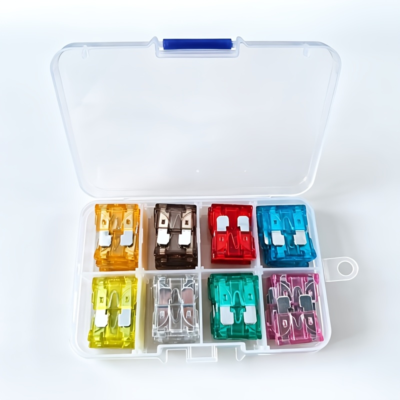 TEMU 64pcs Standard Blade Automotive Fuse Assortment Kit - 5a/7.5a/10a/15a/20a/25a/30a/40a, High-current Fast-blow Fuses For Car, Truck, Motorcycle,