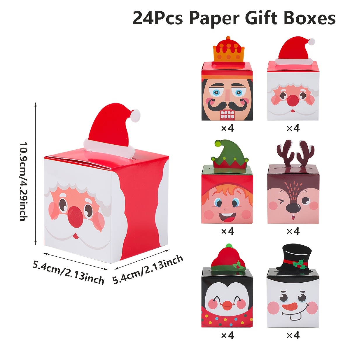 TEMU Confezione da 24 pezzi, Scatole regalo di carta natalizie, Scatole per confezioni regalo con motivo Elfo Renna, Scatole regalo Natal ,