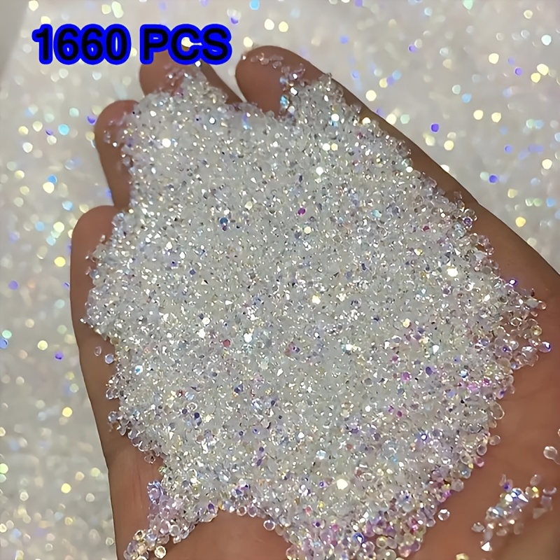 TEMU 1660 Mini-strass élégants - Strass 2 mm à dos couleur AB, polyvalentes inodores pour égayer la mode et le nail art, adaptés à la fabrication de