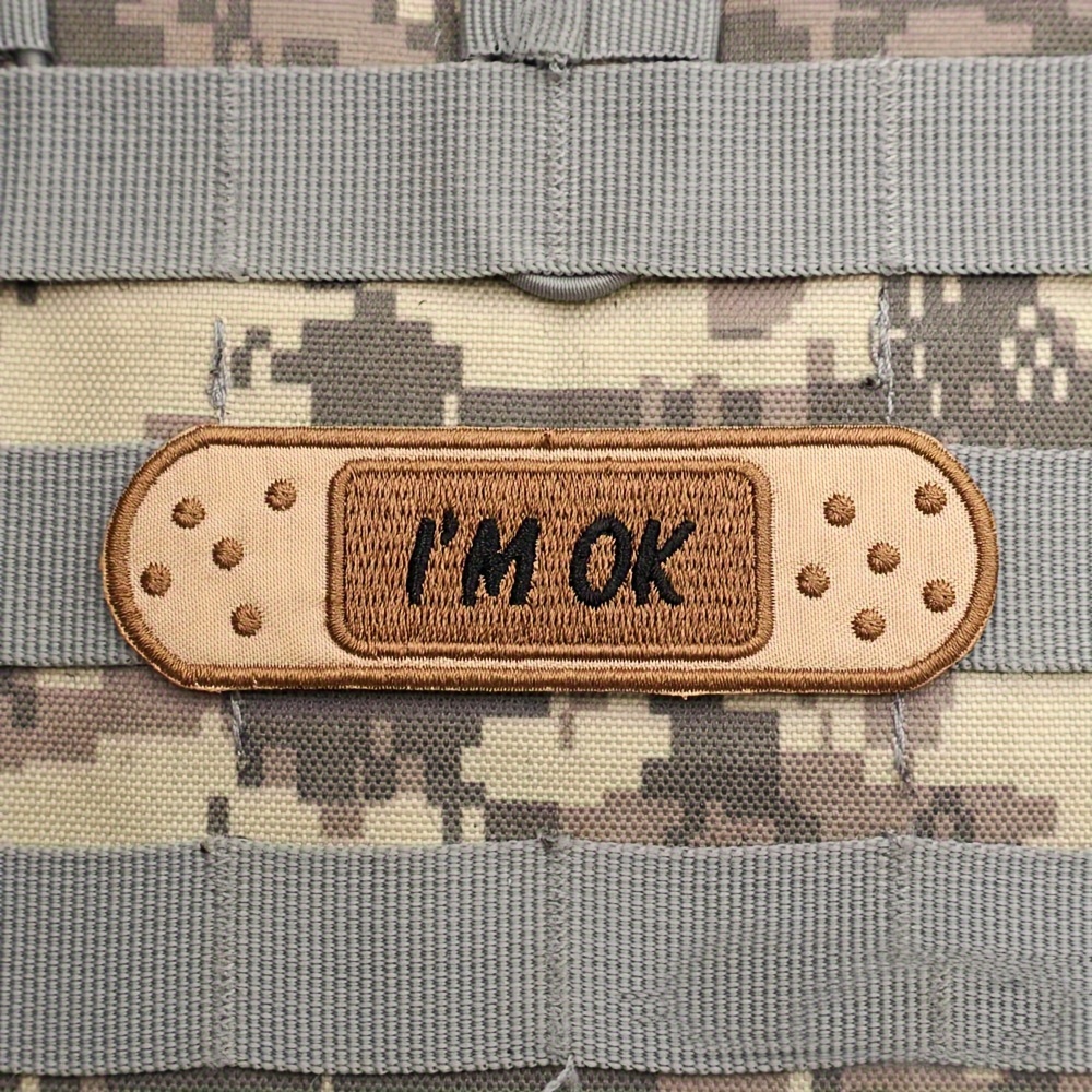 

I'm Ok" Embroidered Patch - Light Brown/black, Iron-on/sew-on Applique For Clothing Repair & Decoration