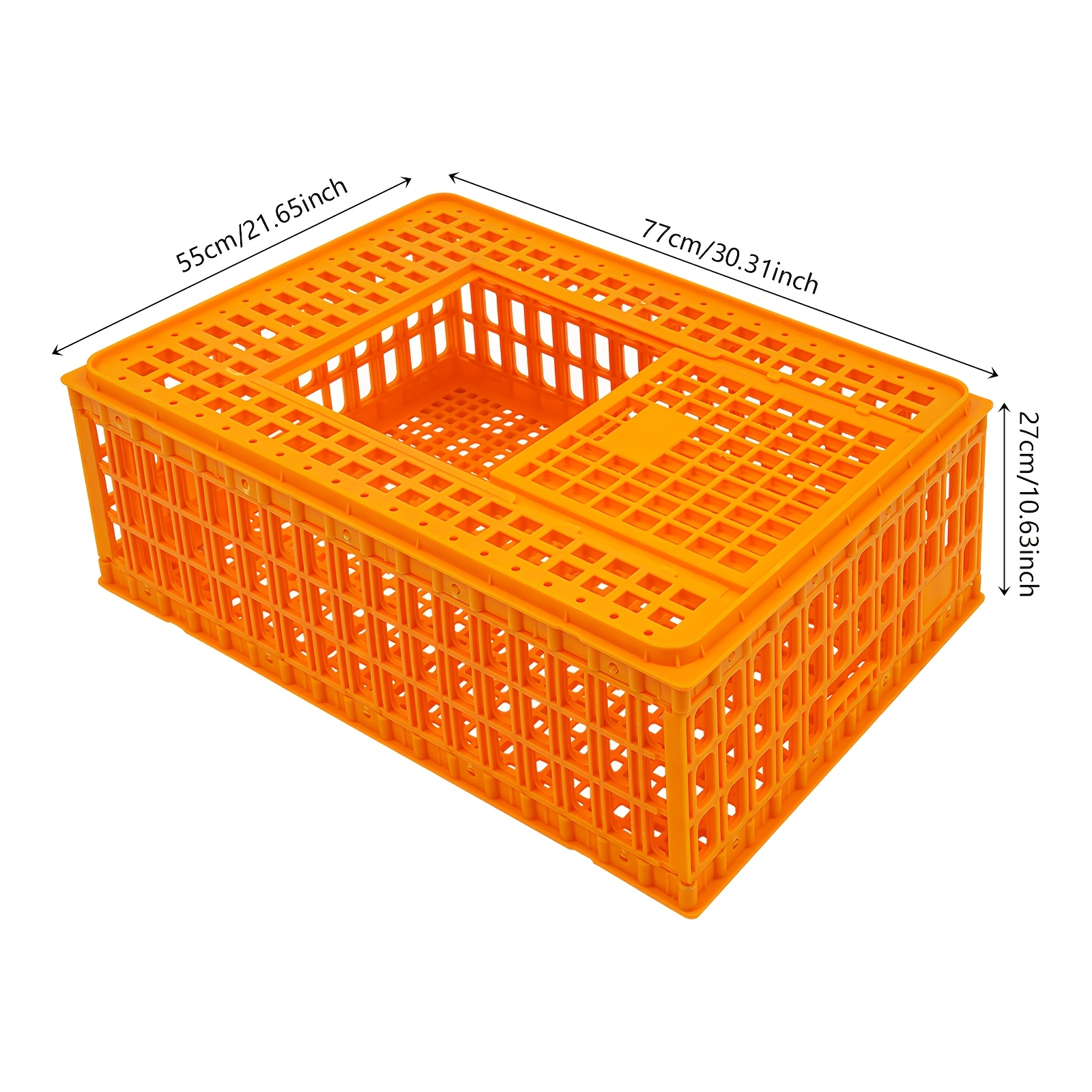 2pcs Orange Plastic Chicken Transport Cage Chicken Coop, For Transporting Chickens, Ducks, Geese, Rabbits, Pheasants, Turkeys, Etc