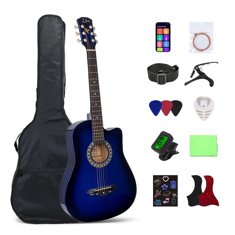 38-inch Basswood Acoustic Guitar, Gloss Finish Guitar Bundle,... product image 14